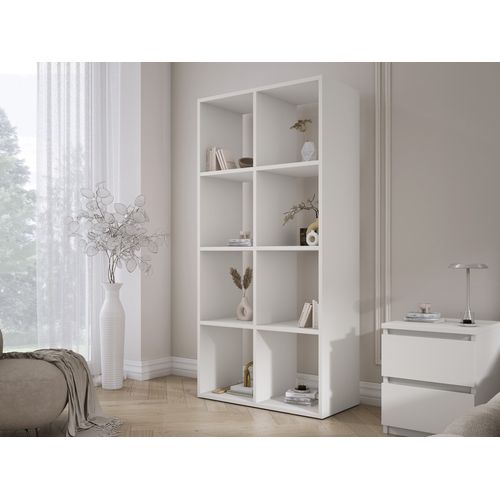 Bibliothèque à 8 Compartiments, Couleur : Blanc, 147 × 74 × 30 Cm, Verticale Ou Horizontale
