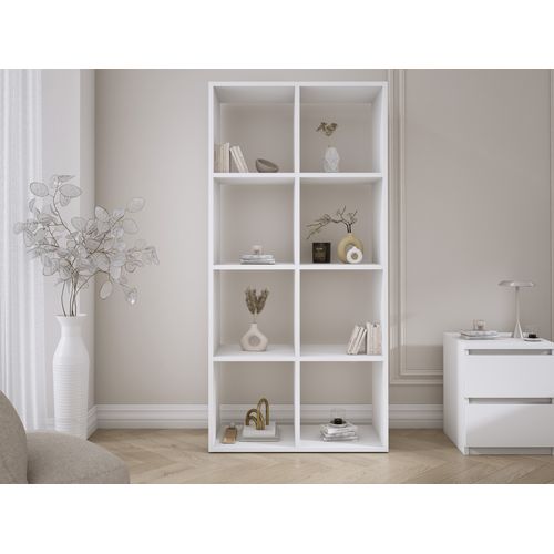 Bibliothèque à 8 Compartiments, Couleur : Blanc, 147 × 74 × 30 Cm, Verticale Ou Horizontale