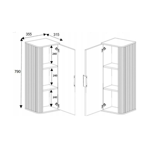 Demi-Colonne, Noir, Poignée Noire, 79 X 35,5 X 31,5 Cm