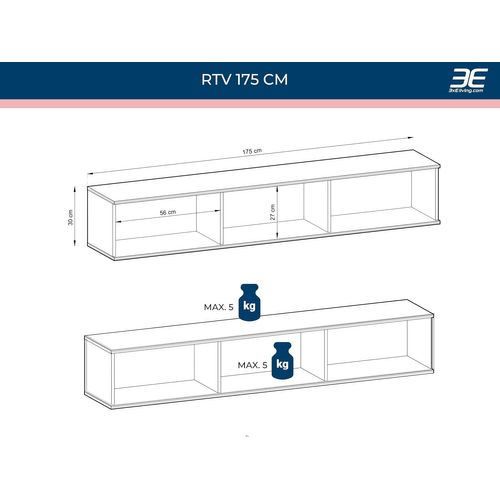 Meuble TV Avec Lamelles Noir, 135 X 30 X 32 Cm, Push To Open, Push To Open