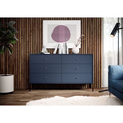 Buffet : Bleu Marine, 154 X 83 X 39 Cm, Pieds Noires