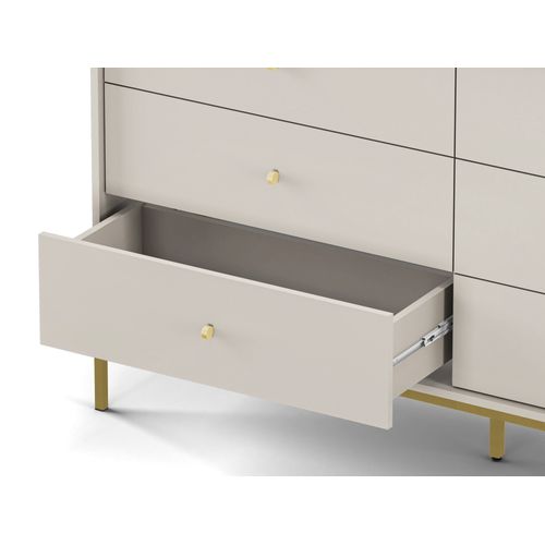 Buffet : Beige Sable, 154 X 83 X 39 Cm, Pieds Dorées