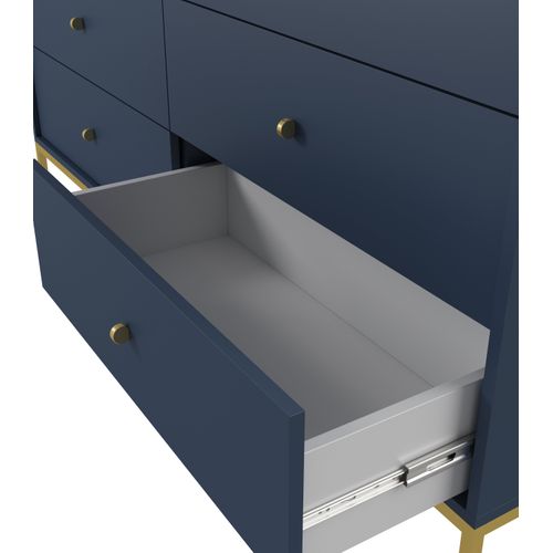 Buffet : Bleu Marine, 154 X 83 X 39 Cm, Pieds Dorées