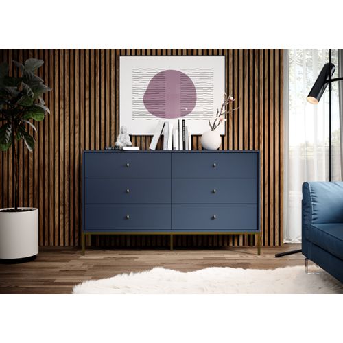 Buffet : Bleu Marine, 154 X 83 X 39 Cm, Pieds Dorées