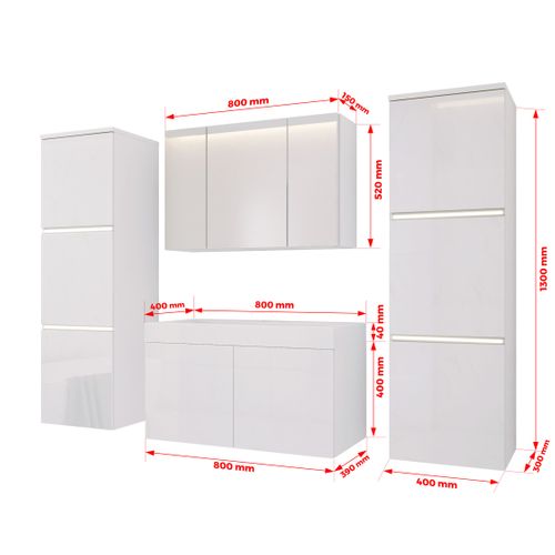 Ensemble Meuble Salle De Bain, Blanc Mat, Blanc Brillant, 160 X 130 Cm