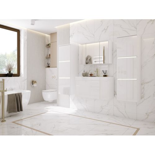 Ensemble Meuble Salle De Bain, Blanc Mat, Blanc Brillant, 160 X 130 Cm