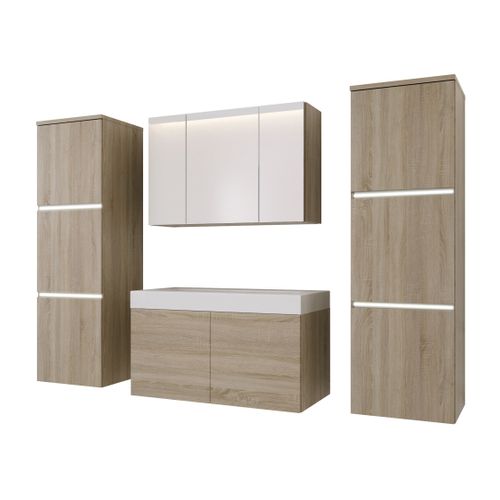 Ensemble Meuble Salle De Bain, Sonoma Chêne, 160 X 130 Cm