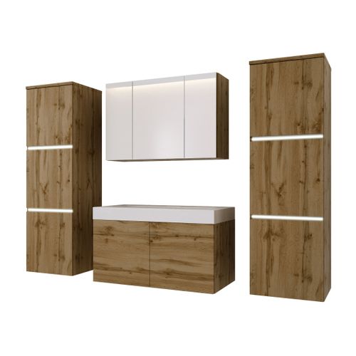 Ensemble Meuble Salle De Bain, Wotan Chêne, 160 X 130 Cm