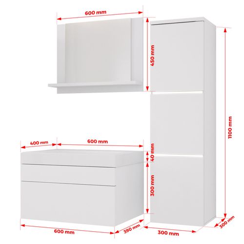 Ensemble Meuble Salle De Bain, Blanc Mat, 90 X 110 Cm