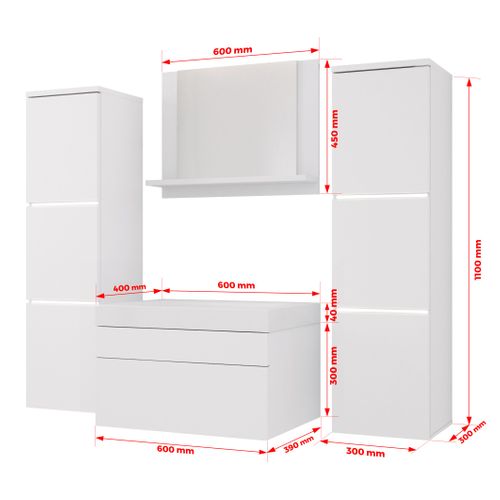 Ensemble Meuble Salle De Bain, Blanc Mat, Blanc Mat, 120 X 110 Cm