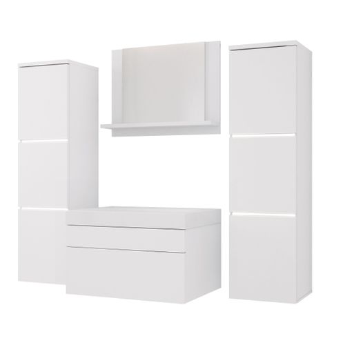 Ensemble Meuble Salle De Bain, Blanc Mat, Blanc Mat, 120 X 110 Cm