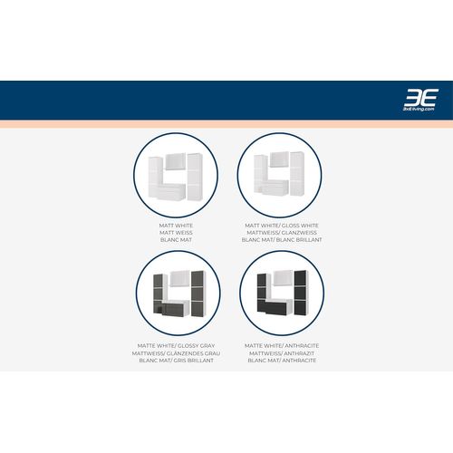 Ensemble Meuble Salle De Bain, Blanc Mat, Gris Brillant, 120 X 110 Cm