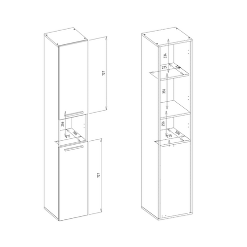 Meuble De Salle De Bain, Blanc Mat, Blanc Brillant, 30 X 174 X 30 Cm