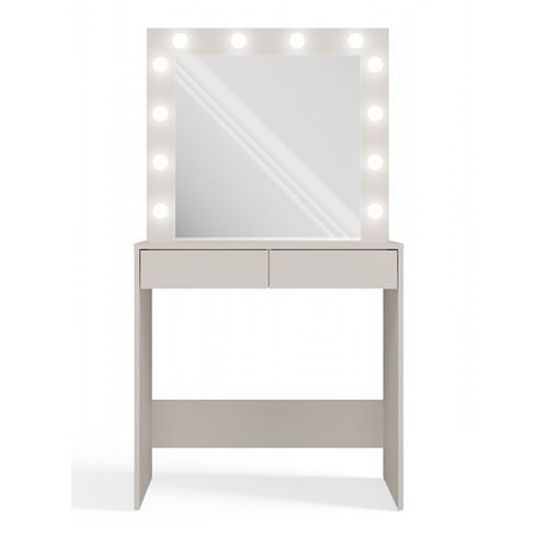 Coiffeuse Avec Miroir, Éclairage LED : 2 Tiroirs, Cachemire, 80 X 81 X 50cm