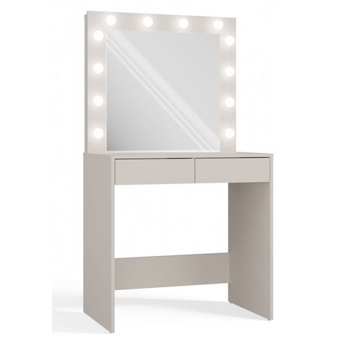 Coiffeuse Avec Miroir, Éclairage LED : 2 Tiroirs, Cachemire, 80 X 81 X 50cm