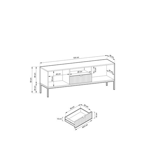 Table Basse : Noir, Noir, 104 X 46 X 68 Cm, Poignées Dorées