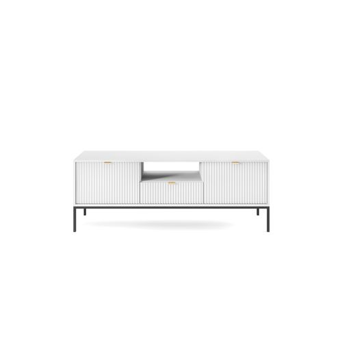 Table Basse : Gris, Or, 104 X 46 X 68 Cm, Poignées Dorées