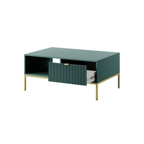 Table Basse : Labrador, Noir, 104 X 46 X 68 Cm, Poignées Dorées