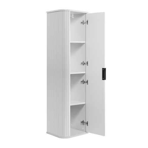 Meuble De Salle De Bain, Blanc, Poignée Noire, 35,5 X 139 X 31,5 Cm