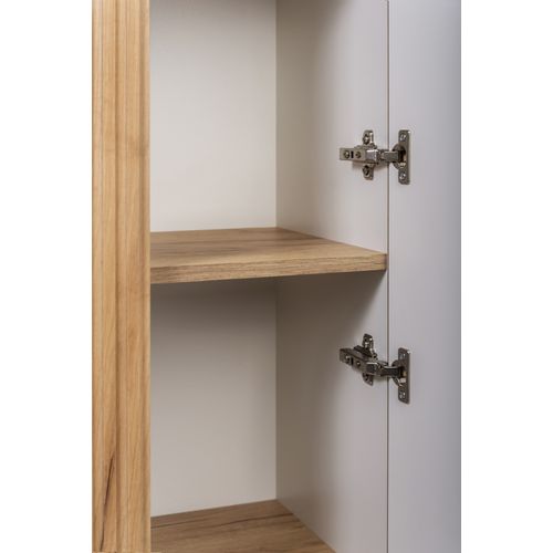 Meuble De Salle De Bain, Chêne Craft, Poignée Noire, 35,5 X 139 X 31,5 Cm