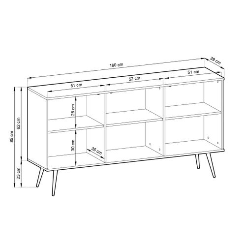 Buffet, Blanche, Pieds Noirs, 160 X 85 X 39 Cm
