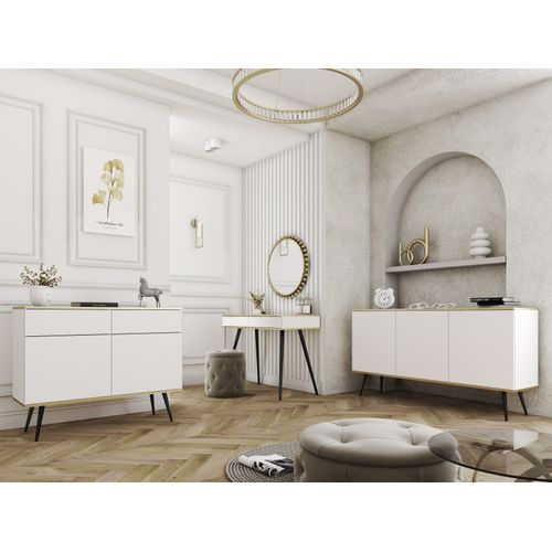 Buffet, Blanche, Pieds Noirs, 160 X 85 X 39 Cm