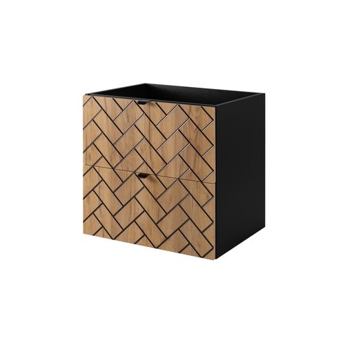 Meuble De Salle De Bain, Chêne Artisanal Doré, 60 X 57 X 46 Cm, Poignées Noires