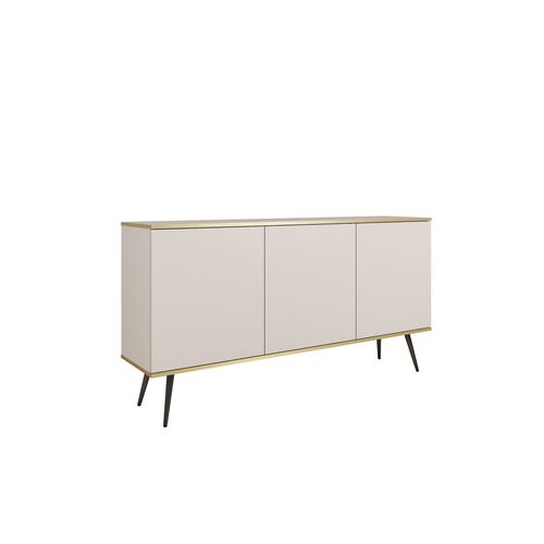 Buffet, Beige, Pieds Noirs, 160 X 85 X 39 Cm