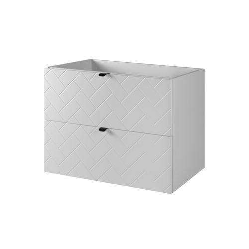 Meuble De Salle De Bain, Blanc Mat, 80 X 57 X 46 Cm, Poignées Noires