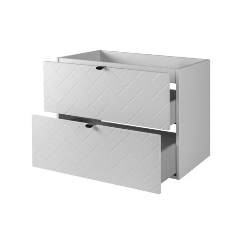 Meuble De Salle De Bain, Blanc Mat, 80 X 57 X 46 Cm, Poignées Noires