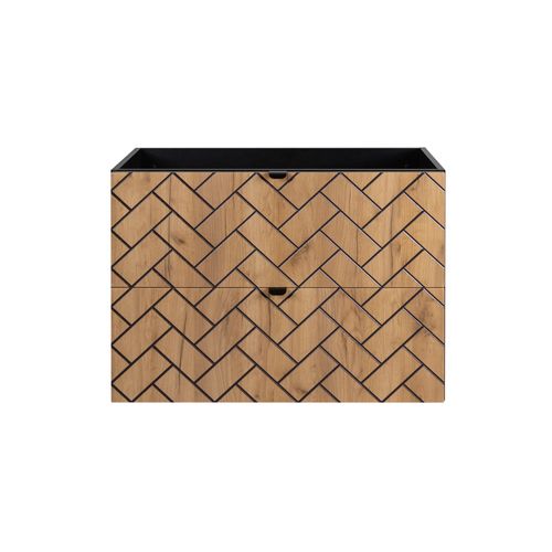 Meuble De Salle De Bain, Chêne Artisanal Doré, 80 X 57 X 46 Cm, Poignées Noires