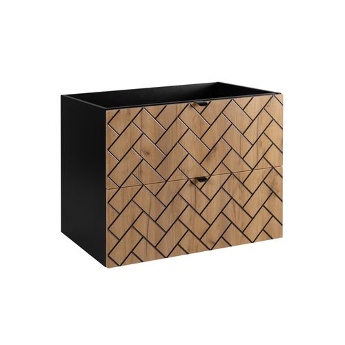 Meuble De Salle De Bain, Chêne Artisanal Doré, 80 X 57 X 46 Cm, Poignées Noires