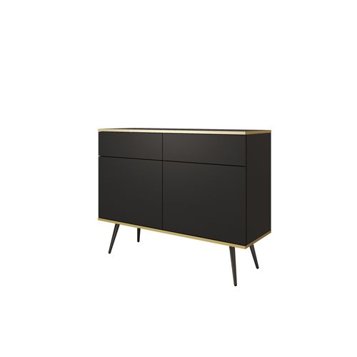 Buffet, Noir, Pieds Noirs, 107 X 85 X 39 Cm