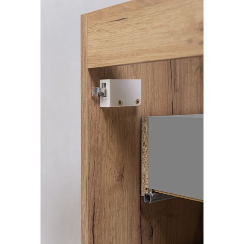 Meuble De Salle De Bain, Chêne Craft, Poignée Dorée, 46 X 60 X 57 Cm