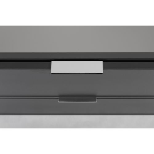 Meuble De Salle De Bain, Gris Foncé, Poignée Argentée, 46 X 60 X 57 Cm