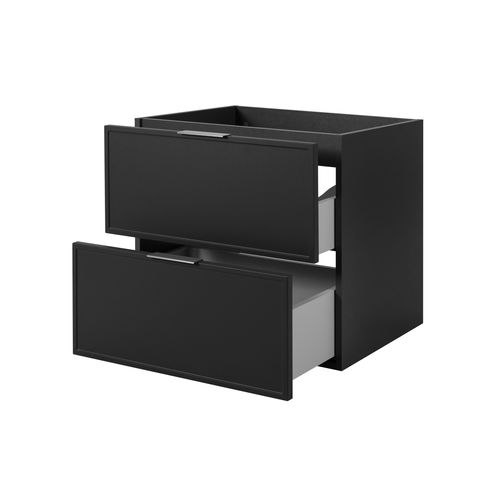 Meuble De Salle De Bain, Gris Foncé, Poignée Argentée, 46 X 60 X 57 Cm