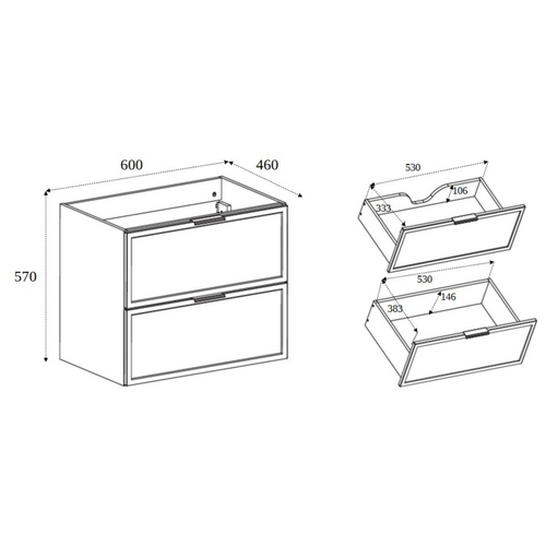 Meuble De Salle De Bain, Gris Foncé, Poignée Argentée, 46 X 60 X 57 Cm