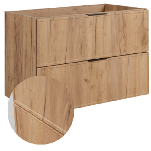 Meuble De Salle De Bain, Chêne Craft, Poignée Noire, 46 X 80 X 57 Cm