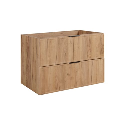 Meuble De Salle De Bain, Chêne Craft, Poignée Noire, 46 X 80 X 57 Cm