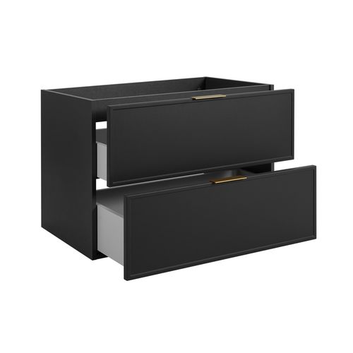 Meuble De Salle De Bain, Gris Foncé, Poignée Dorée, 46 X 80 X 57 Cm