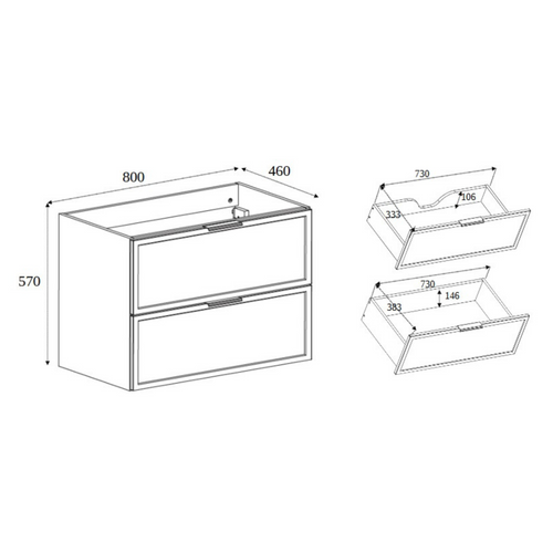 Meuble De Salle De Bain, Gris Foncé, Poignée Dorée, 46 X 80 X 57 Cm