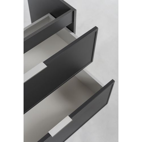 Meuble De Salle De Bain, Gris Foncé, Poignée Argentée, 46 X 80 X 57 Cm