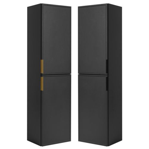 Meuble De Salle De Bain, Gris Foncé, Poignée Noire, 35 X 136 X 27 Cm