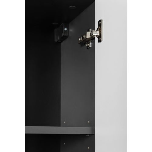 Meuble De Salle De Bain, Gris Foncé, Poignée Noire, 35 X 136 X 27 Cm