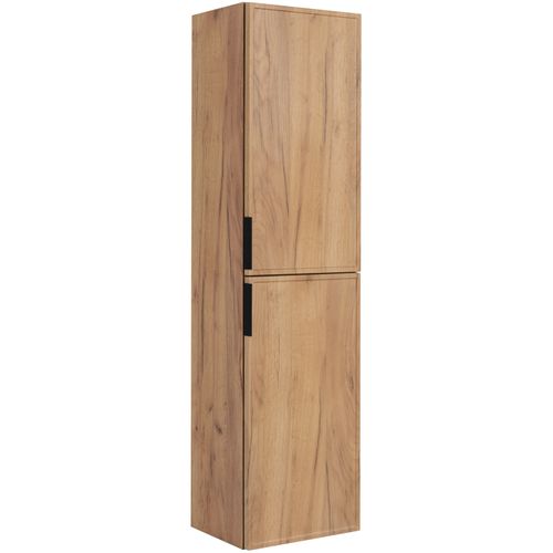 Meuble De Salle De Bain, Chêne Craft, Poignée Noire, 35 X 136 X 27 Cm