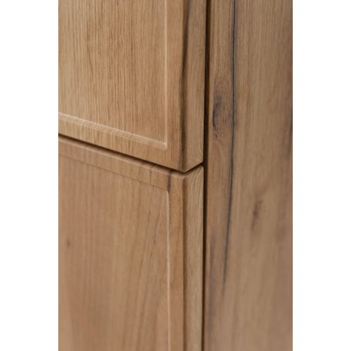 Meuble De Salle De Bain, Chêne Craft, Poignée Noire, 35 X 136 X 27 Cm