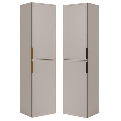 Meuble De Salle De Bain, Cachemire, Poignée Noire, 35 X 136 X 27 Cm