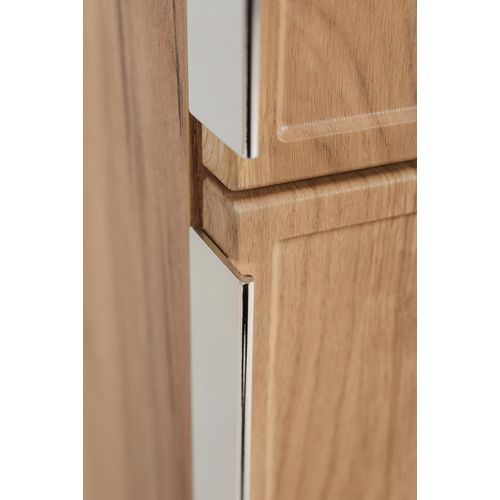 Meuble De Salle De Bain, Chêne Craft, Poignée Argentée, 35 X 136 X 27 Cm