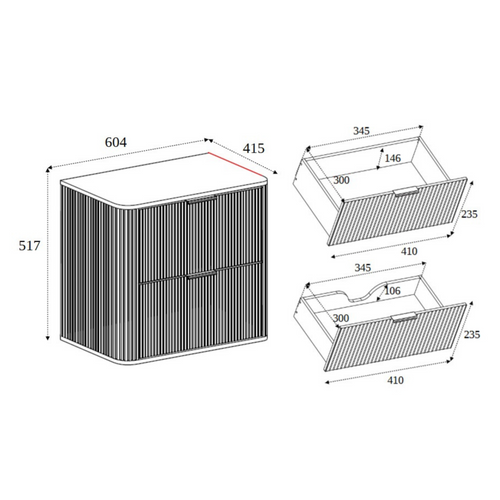 Meuble De Salle De Bain, Cachemire, Poignée Noire, 41,5 X 60 X 51,7 Cm