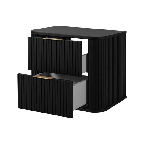 Meuble De Salle De Bain, Noir Mat, Poignée Dorée, 41,5 X 60 X 51,7 Cm
